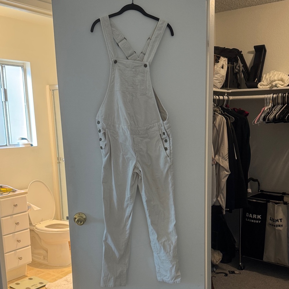Hatch Women's Cream corduroy Overalls